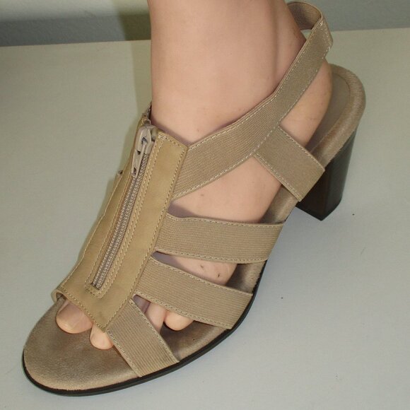 Aerosoles A2 Heelrest Grand Canyon Womens Tan Elastic Open Toe Heel - Size 8.5M - Picture 7 of 10